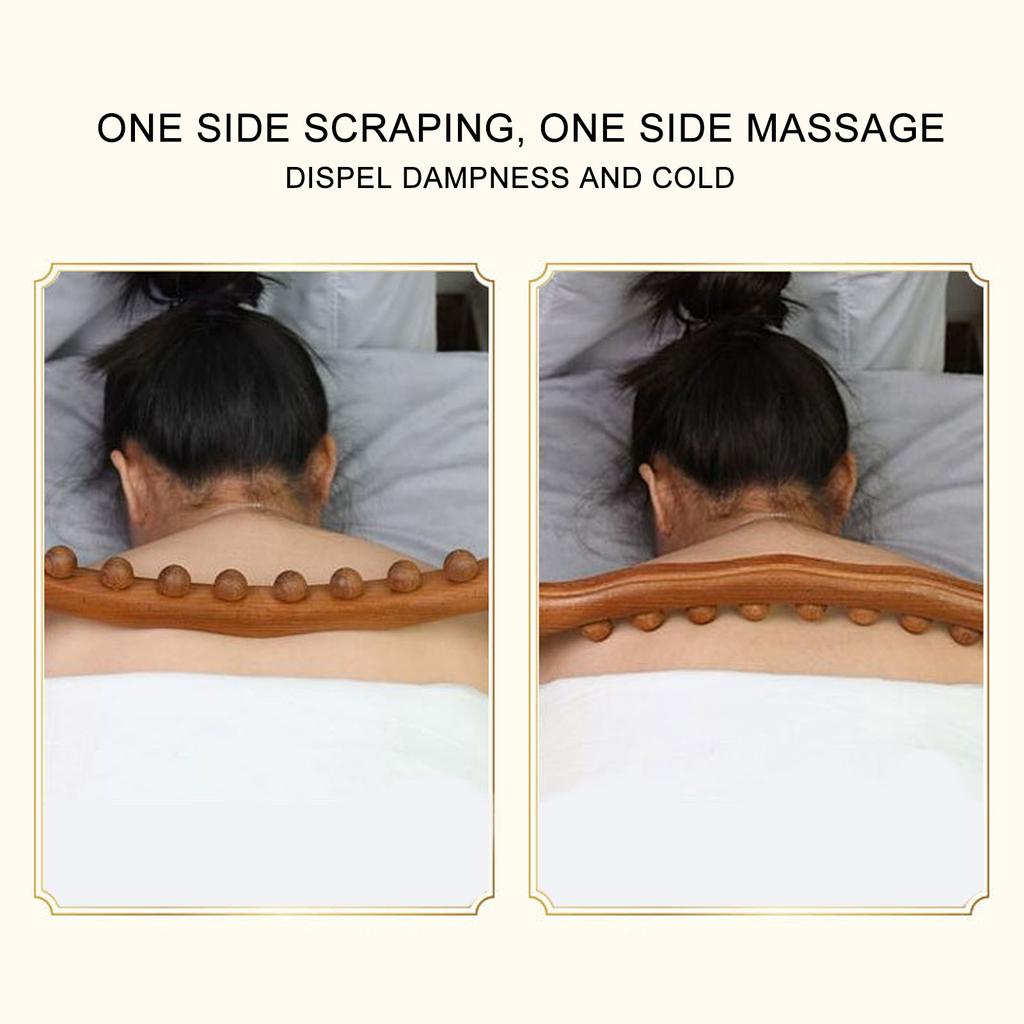 Sha Massage Tool Men Women Handheld 8 Bead Muscle Relax Wooden Scraping Stick for Neck Back
