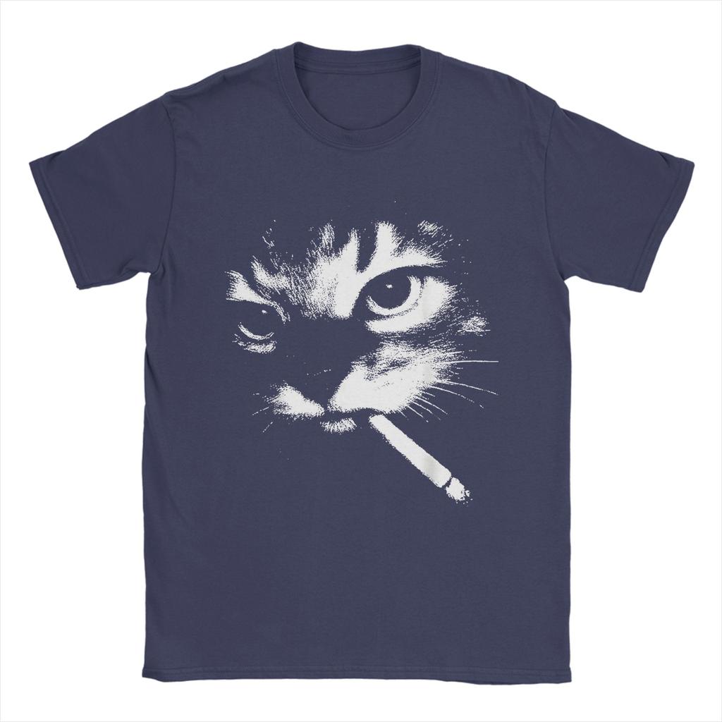 Men TShirt Smoking Cat Vintage Chonky Cat Retro 90s 100 Cotton Tees Short Sleeve  T Shirts Round Collar Clothes New Arrival