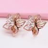 585 Violettgold 14K Roségold filigran ausgearbeitete Zweiblüten-Ohrringe für Damen romantischer leichter Luxus Verlobungsschmuck