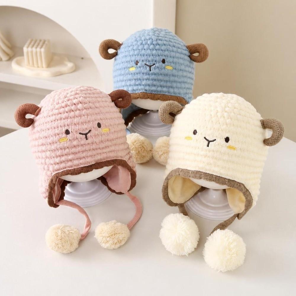 Lamb Design Kids Knit Hat Thick Knit Earflap Cap Comfort Baby Headwear Outdoor