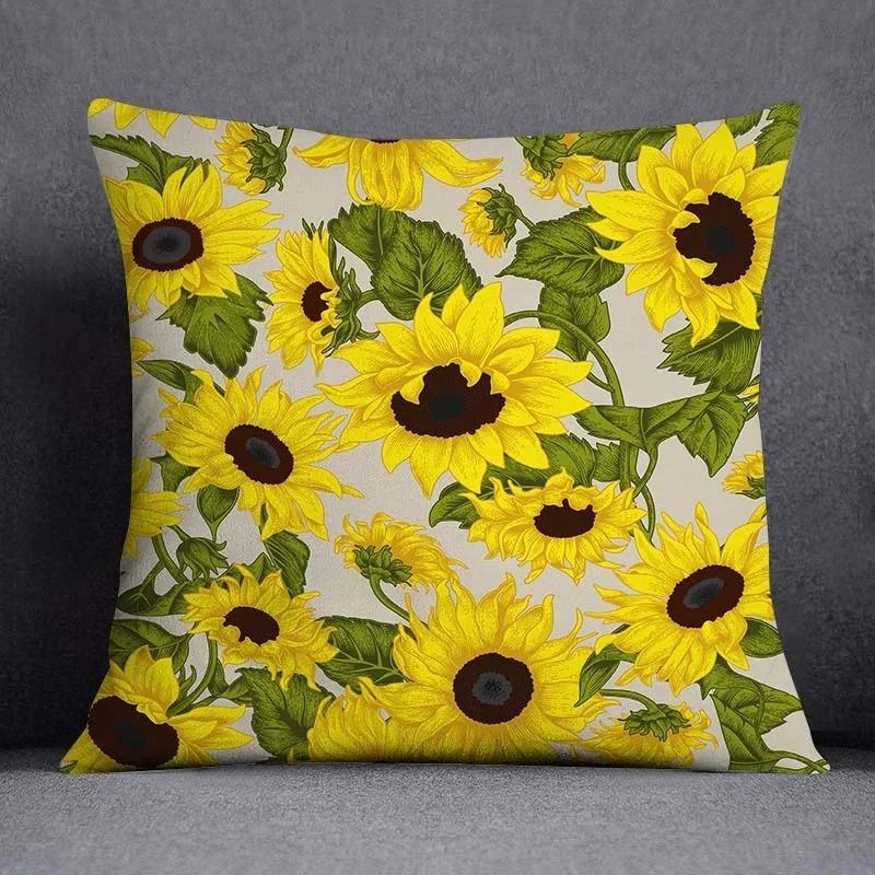 Office Living Room Home Pillowcase Flower and Sunflower Pattern Pillowcase Car Ornaments