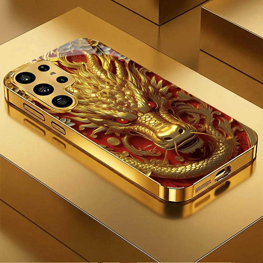 

Dignified Gold Dragon PhoneCase Electroplating Glass PhoneCase for Samsung Galaxy S26 S25 S24 S23 S22 S21 FE,Ultra,Plus GalaxyS25