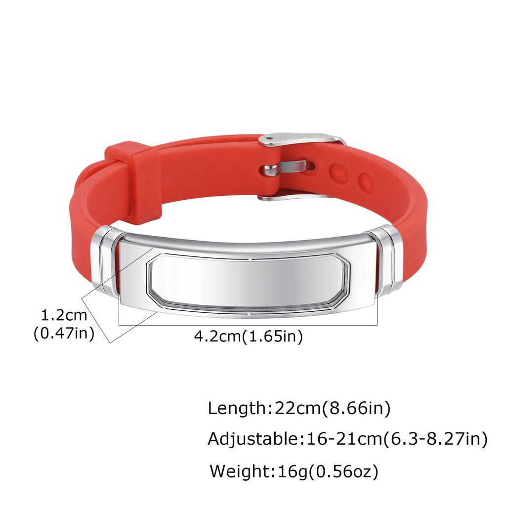 Bracelets Personnalisés Personnalisables avec Nom en Acier Inoxydable pour Hommes Femmes, Bracelet Manchette en Silicone Réglable, Cadeau Bijou Personnalisé