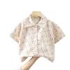 Boys Summer Cotton Short Sleeve Open Front Shirt Thin Breathable Casual Top For Baby Kids Clothing