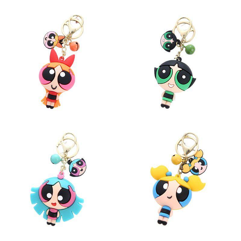Lovely Powerpuff Girls Cartoon Keychain Bag Pendant For Kids