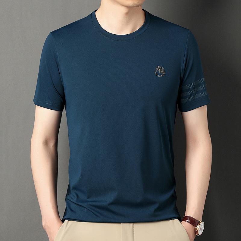 Tričko s krátkým rukávem Pánské letní tričko s kulatým výstřihem Ležérní Top Tenké elastické Minimalistické tričko s polovičním rukávem Muži