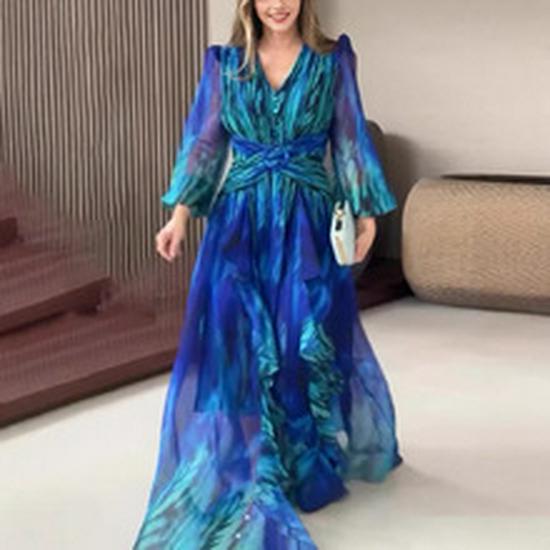 European Spring Fashion 2026: Off-the-Shoulder Print Long Sleeve Skirt Suit Women's Two-Piece Set