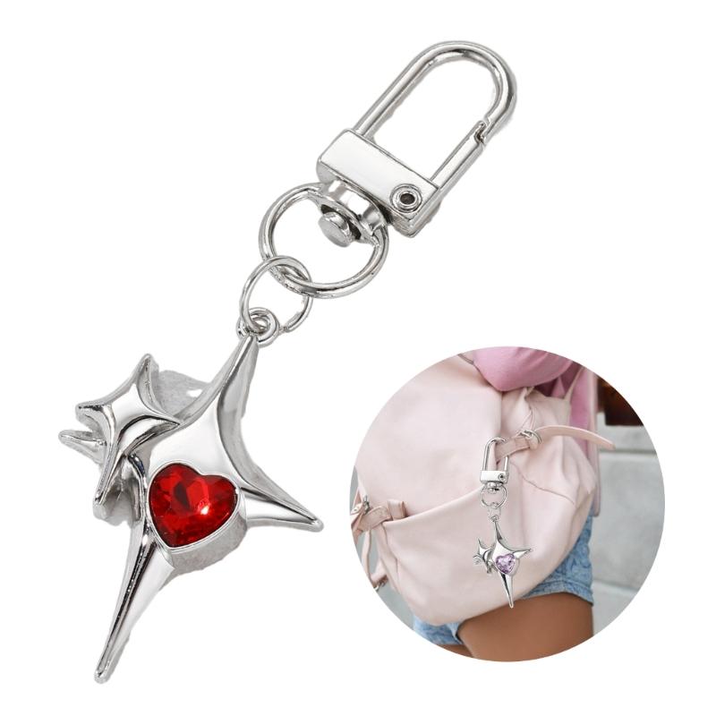 Colorful Punk Love Heart Keychain Pendant Fashionable Key Holder Eye Catching Keyring Perfect Gift for Women and Men