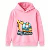 Kids Hoodie Cute Rabbit Excavator Print Casual Pullover Sweatshirt for Boys Girls Soft Warm Top for Construction Vehicle Lovers