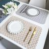 2 STÜCKE Polyester Jacquard Tischdecke Anti-Rutsch Tischset Wärmedämmung Esszimmergeschirr Tassenunterlagen Runde Tischdekoration