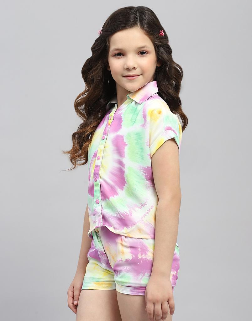 MONTE CARLO Girls Multi Color Printed Collared Neck Half Sleeve Cord Set