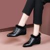 Thick-soled slope heel soft leather short boots women's autumn and winter new plush soft-soled fluffy boots tide