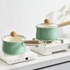 Cooking Ceramic Glaze Soup Pot Wood Handle Baby Food Pot Easy Clean Non Stick Pan Home