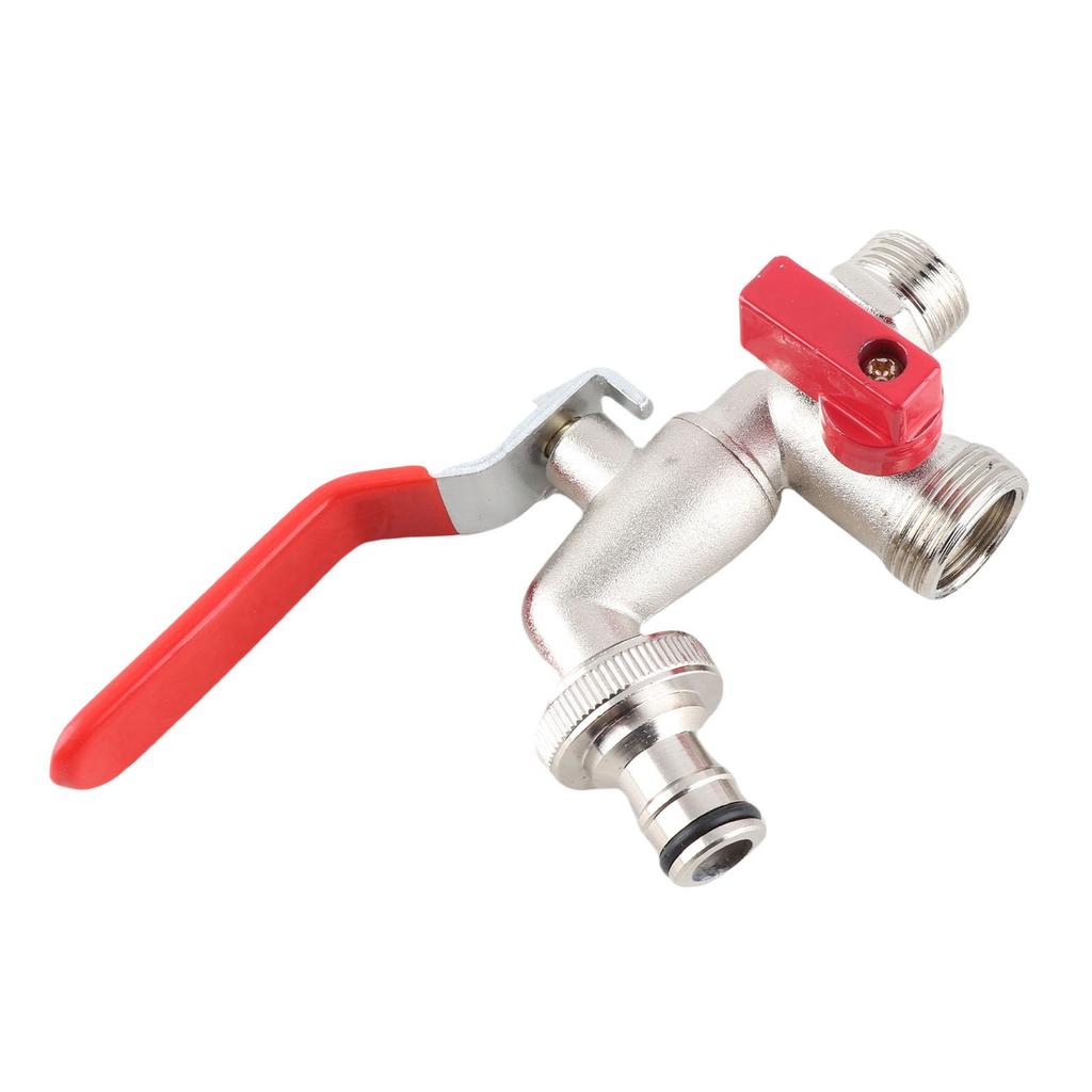 90 Degree Double, 1 2 Brass Faucet 15 * 20 Valve Water Tap red handle Pneumatic Home Outdoor Garden Tool