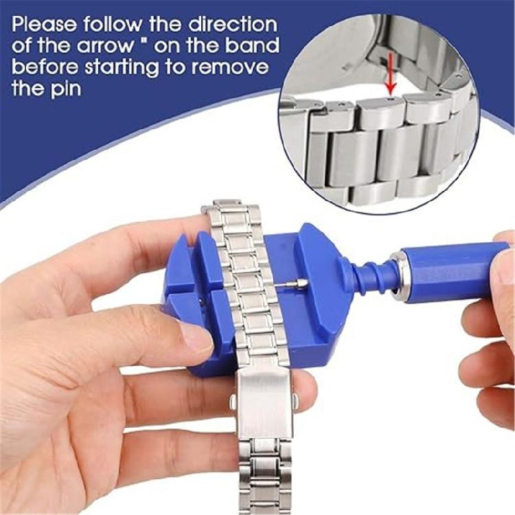 Strumento per la rimozione dei maglie dell'orologio Kit di attrezzi per la riparazione del cinturino dell'orologio Kit di attrezzi per orologi Rimuovi maglie Strumento di riparazione per la sostituzione del cinturino dell'orologio