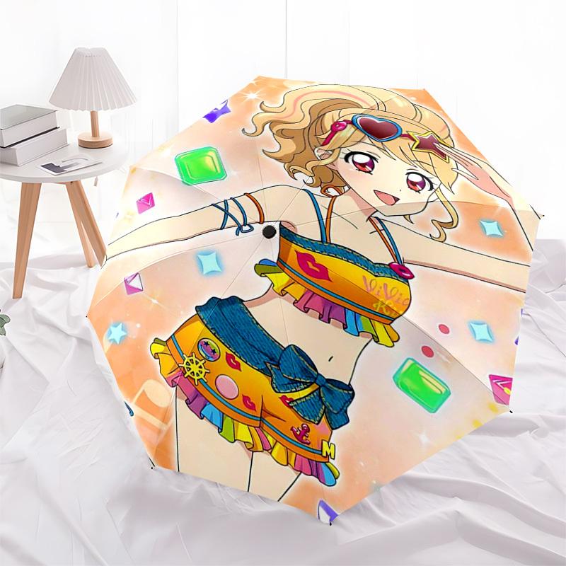 

1pc Vivid Girl Outdoor Umbrella - Automatic Opening/Closing, Portable Tri-Fold Design with 8 Iron Ribs - Perfect Gift for Fans, Travelers, Daily Use,
