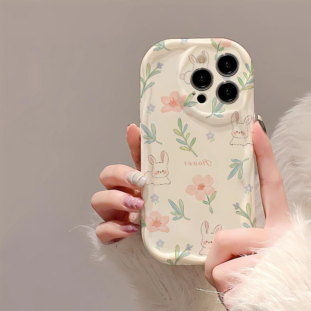 Pink Tulip for IPhone 17 Mobile Phone Case 16 Promax Female for IPhone 14 Plus Cartoon 13 Cream Pattern 15
