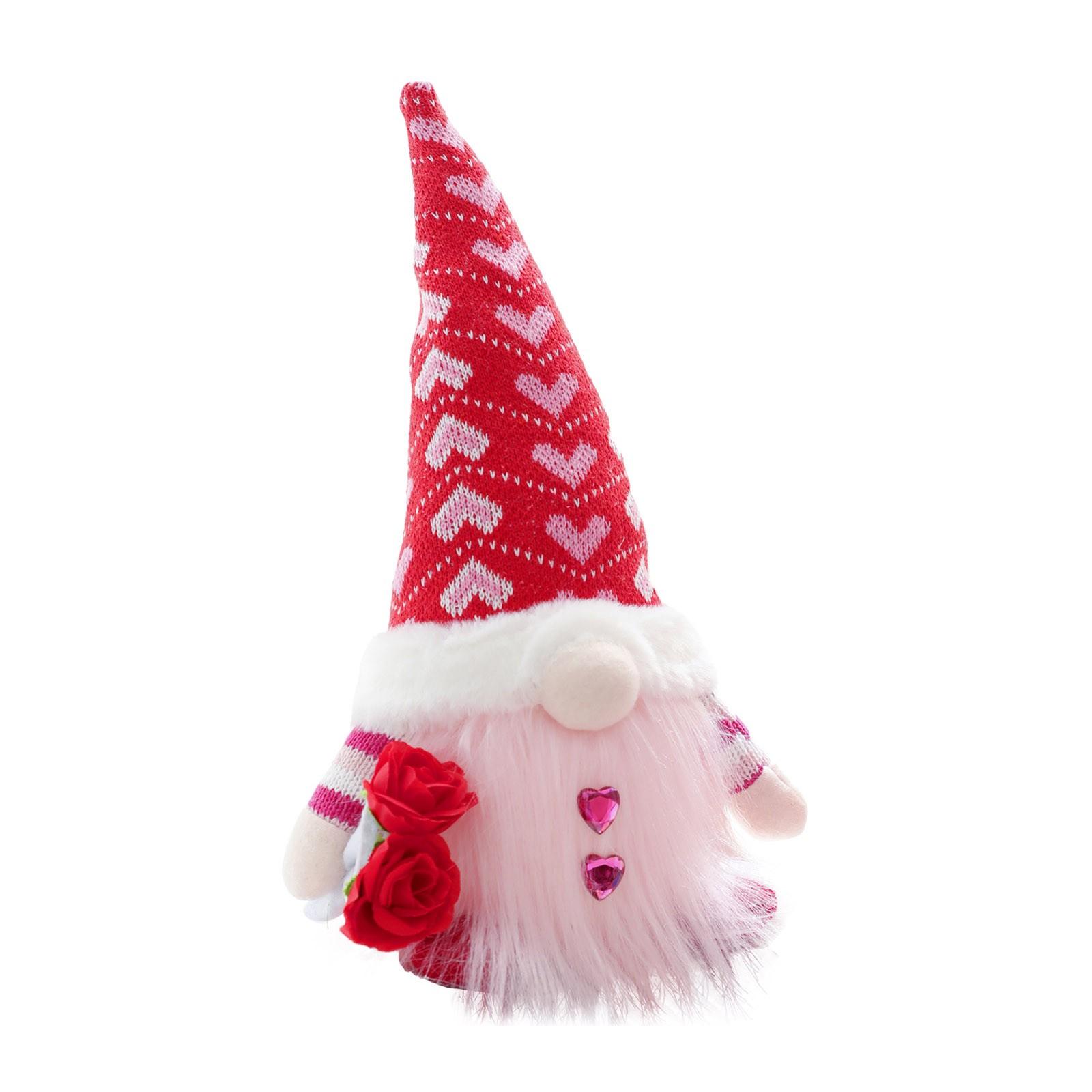 

День святого Валентина Светящаяся кукла, подарок на украшение дома, держащая цветы и любовь Вязаная светящаяся кукла One Size