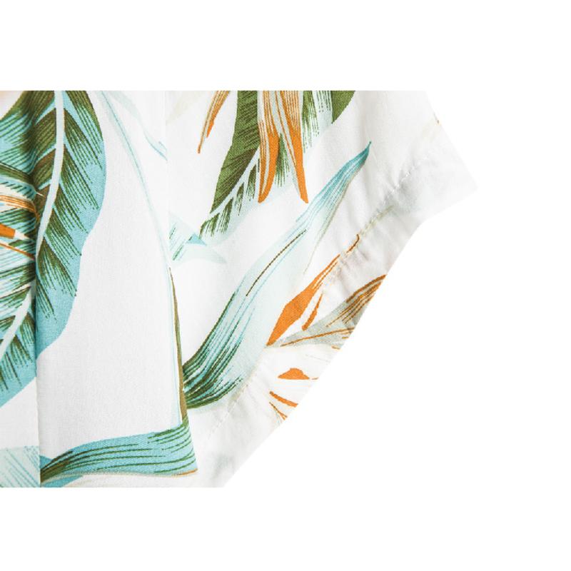 men's retro leaf print button up hawaiian shirt