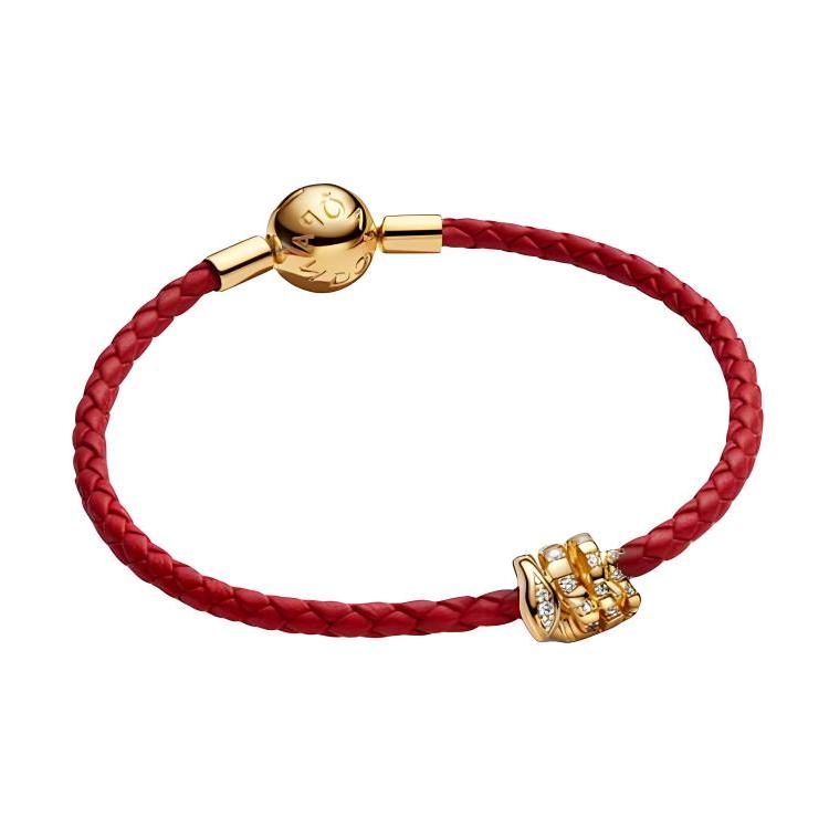 Pandora Gold Plated Copper Silver Alloy, Synthetic Cubic Zirconia Bracelets Women's Red ZT3084