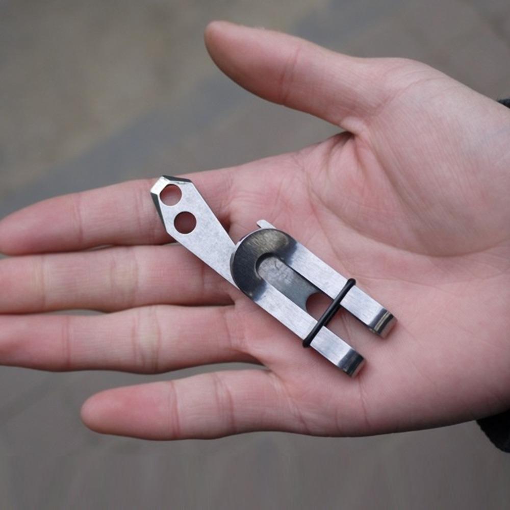 Durable Stainless Steel Suspension Belt Clip With Rubber Ring Compact Belt Clip Double-Sided Keychain Clip Hiking