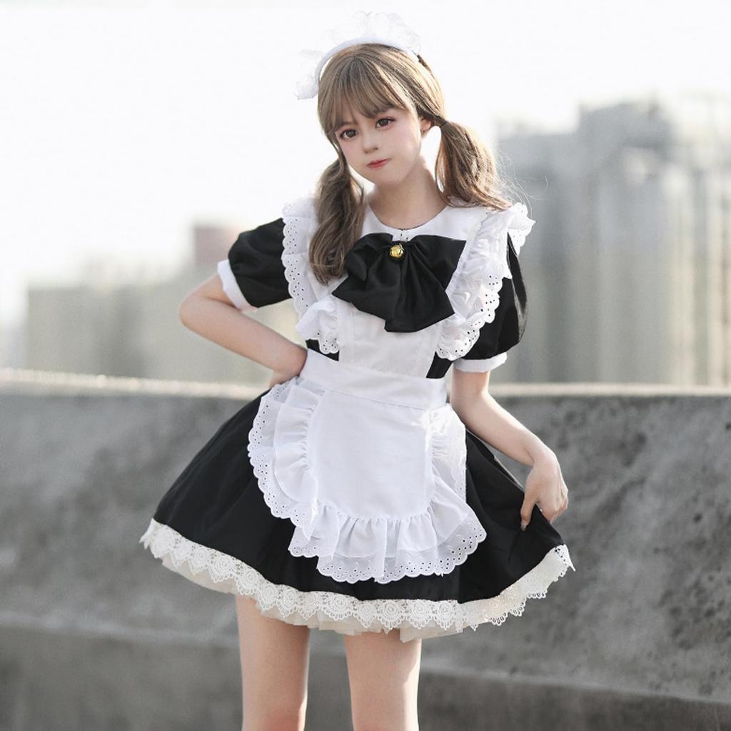 Maid Short Cute Maid Coffee School Photo Cultural Con Otaku Dance Outfit [FULINE] Outfit, Cross-Dressing, Sleeves, Maid, Moe, Cafe, Shop, Cosplay,