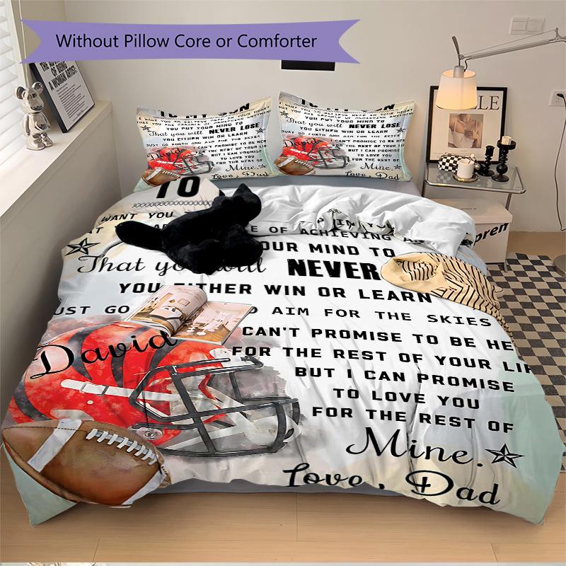 3pcs Heartfelt Message from Dad Bedding Set, Includes 1 Quilt Cover and 2 Pillowcases, Comfortable Bedding with Stylish Design for Bedroom