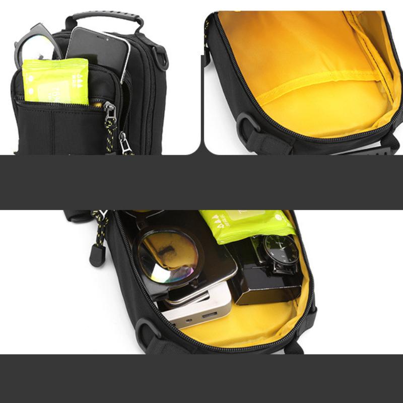 Geantă de umăr pentru bărbați, impermeabilă, USB, pentru bărbați, geantă pentru piept pentru bărbați, antifurt, scurtă de călătorie, pentru piept.