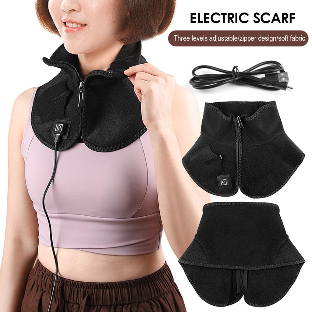 USB Heating Neck Warmer 3 Temp Levels Electric Scarf Soft Knit Fabric for Women Men Shoulder Wrap