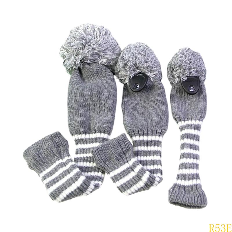 3pcs Golf Club Head Cover Knitted Styles Headcover Leisure Styles Golf Cover for Driver Protection and Longevity