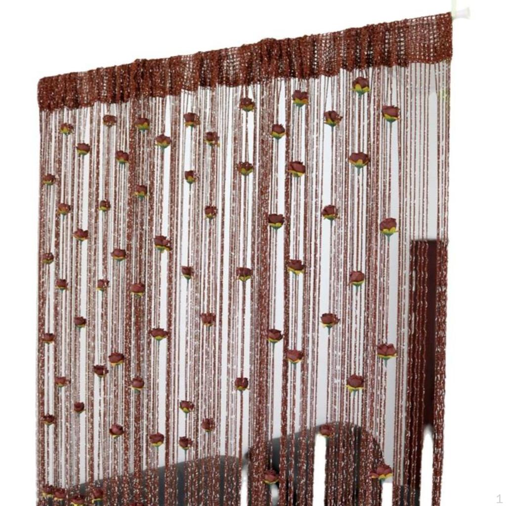 String Curtain, Floral Door Divider, Room Decor, Privacy Tassel, Decorative Polyester Rose Red