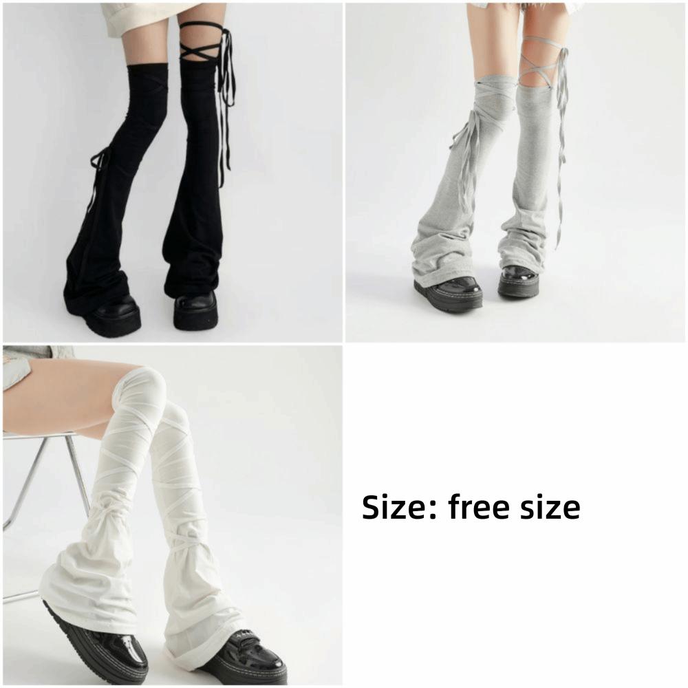 Cotton Hottie Leg Warmers Lace Up Closure Multicolor Lace Up Leg Warmers Cosplay High Tube Style High Tube Leg Warmers JK Girl