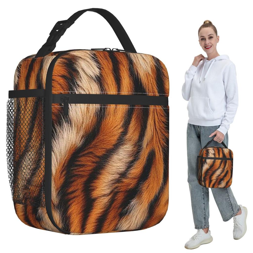 Tiger Skin Insulated Lunch Bag for Kids School Cooler Thermal Food Box Tote Leakproof Lunch Boxes Container