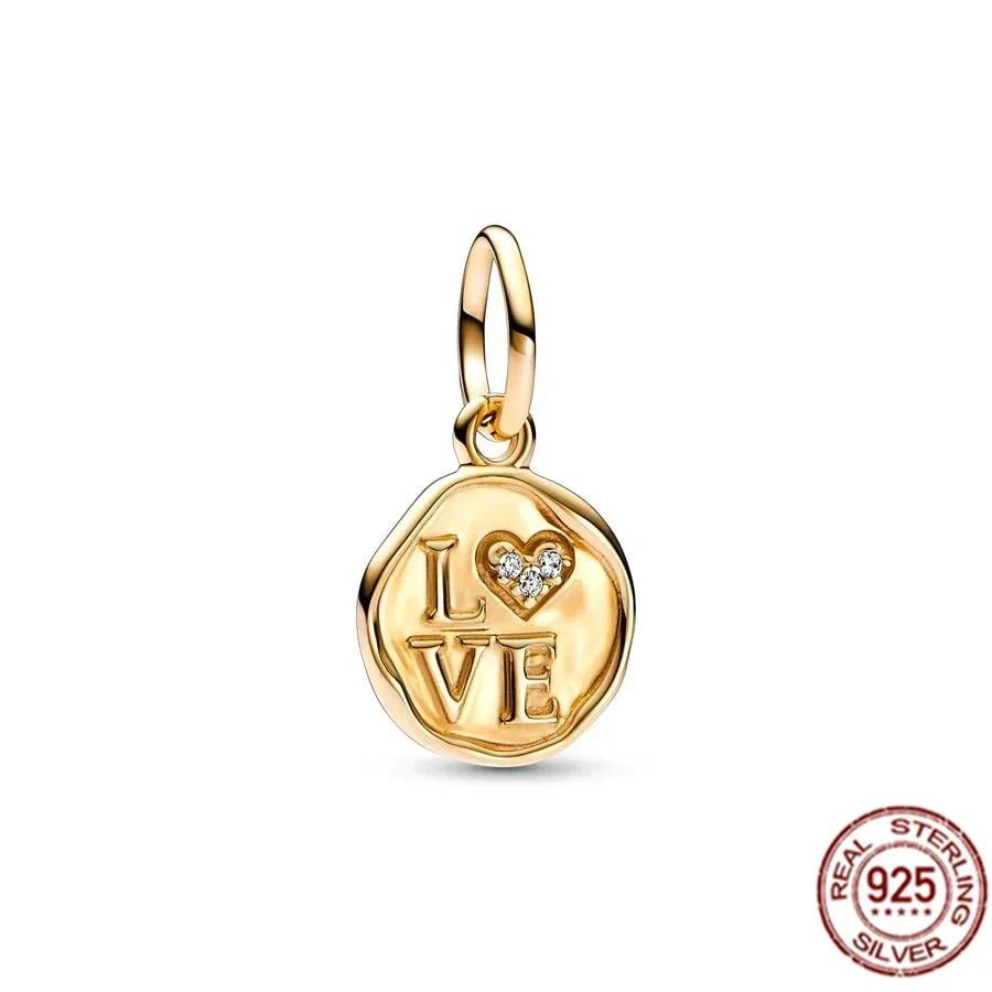 925 Silver Gold Heart Charms Beads Sparkling MapleLeaf Pendant For Women Bracelet DIY Jewelry Gift