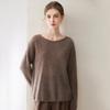 Women's Velvet Pullover Sweater - 75% Cashmere, 25% Mulberry Silk, One-Shoulder, Drop Shoulder, Long Sleeve Knit Base Layer.