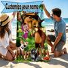Asciugamano da Spiaggia Personalizzato con Nome Masha e Orso, per Viaggio Campeggio Festa in Spiaggia Decorazione Casa, Regalo di Compleanno per Famiglia e Amici