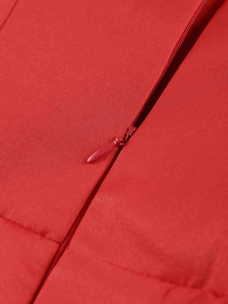 Damen trägerloses Kleid Herzförmiger Reißverschluss Einfarbig Kurzer Rock Schlicht und elegant Weihnachtskostüme Neujahrskleidung Rot Weiß 2025