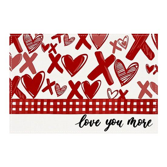 Valentines Day Placemat Retangle Shape Thickened Heat-Resistant Oil-Resistant Non-Slip Coaster Parties Weddings Banquets Table Decoration Dining
