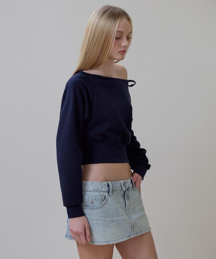 Rosefranz Wide Off-Shoulder Sweatshirt [Navy]