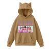 Damemote Casual Langermet trykt Rundhals hettegenser Pullover Topp med lommer