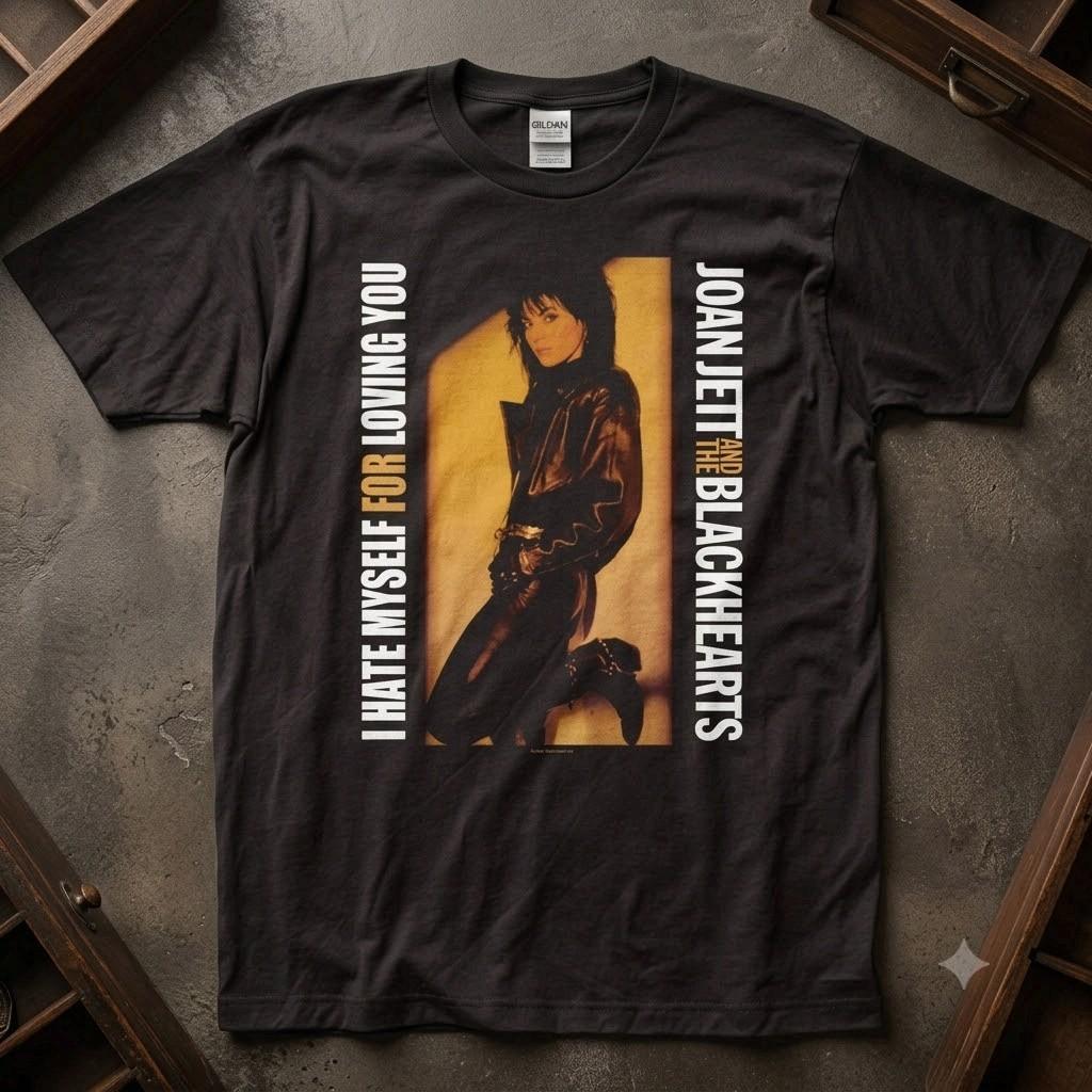 Joan Jett I Hate Myself Loving You Mens New Black Graphic Unisex T-shirt Unisex T-Shirt L