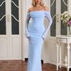 New Mesh See-through Long-sleeved Dress, Sexy Backless One-word Shoulder Slim-fitting Pleated Hip-wrapped Dress