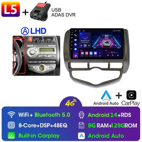 Android 14 Radio For Honda JAZZ City 2002 2003 2004 2005-2007 Car Stereo Multimedia Player Carplay Auto GPS Navigation 2DIN DSP