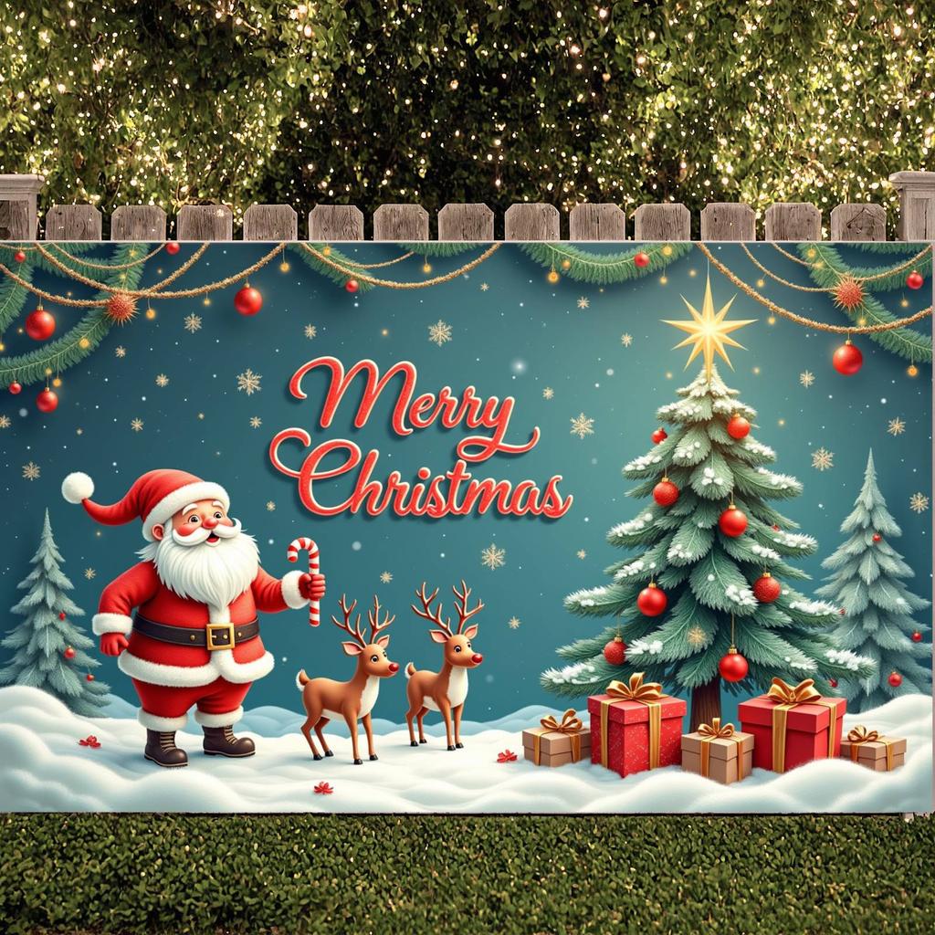 Xmas Decor Banner Colorful Ornaments Festive Banner Christmas Decoration Banner Reindeer Pattern For Family Party Christmas Eve