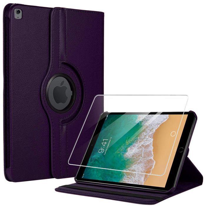 Coque de Protection - BOOLING - pour iPad Air 3 10,5" / pour iPad Pro 10,5" - Etui Rotatif Violet - Verre Trempé