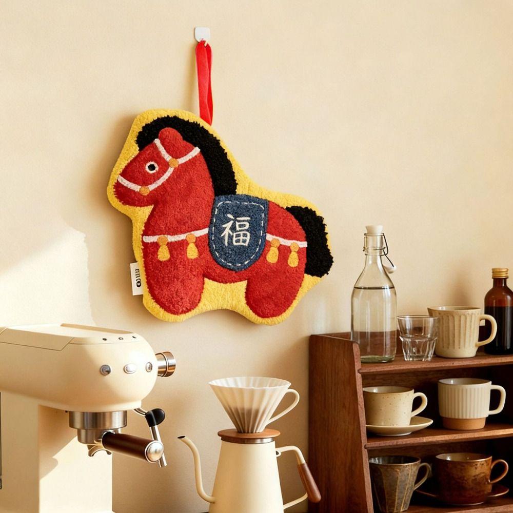 Water-absorbing Year of Horse Hand Towel Coral Velvet Bathroom Kerchief Household