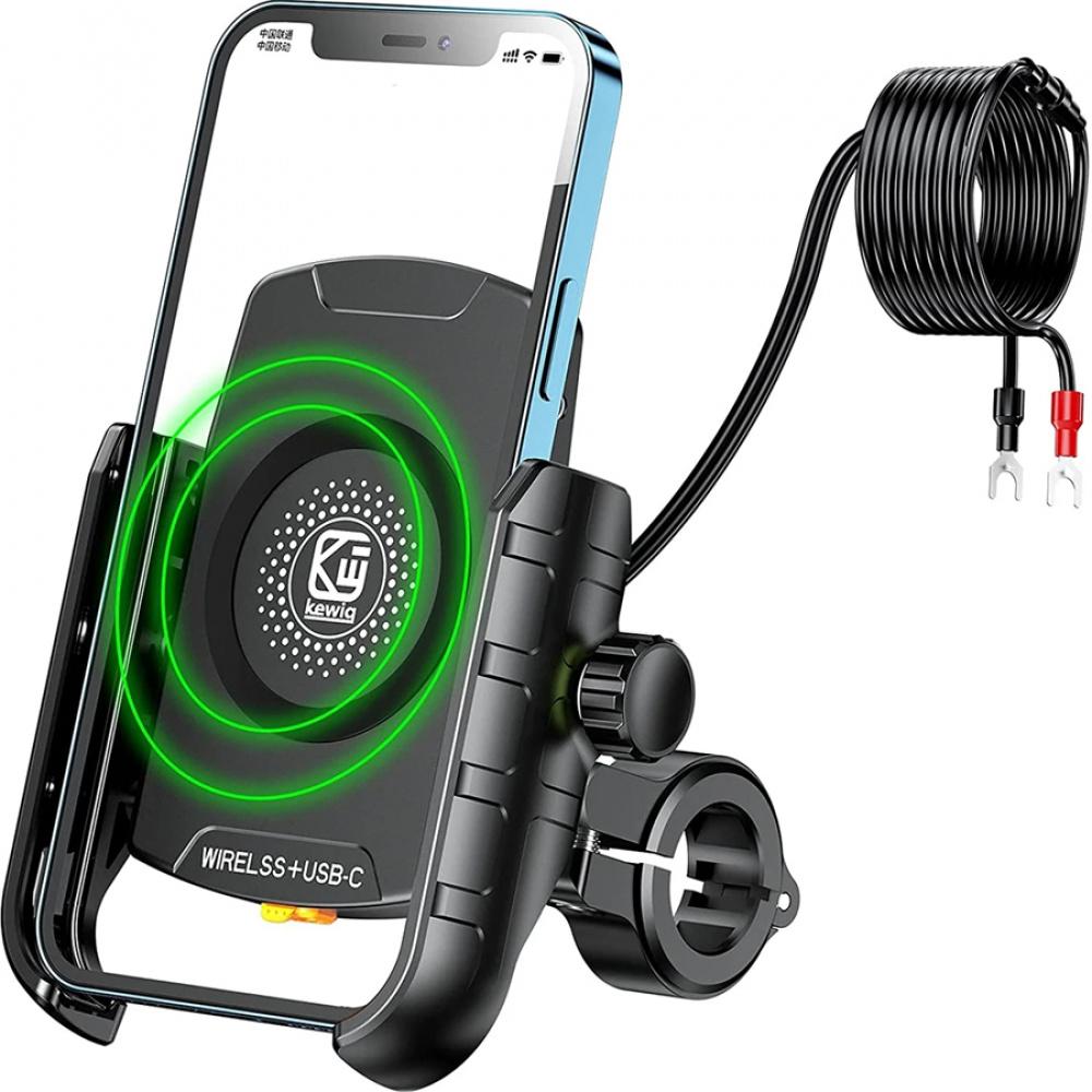 Motorcycle Phone Holder Wireless Cradle Charger Handlebar Mount For 4"-7" Phone
