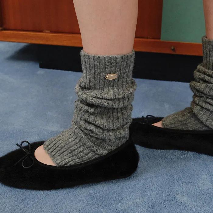 Soft Wool Knit Leg Warmer - Grey