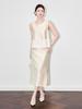 French Sequin Embroidery Vest & Tencel Midi Skirt Two-Piece Set for Women