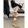 European and American Style 2025 Autumn and Winter New Suede Wide Tube Versatile Thick Heel Medium Heel Thin Square Head Kitten and Temperamen